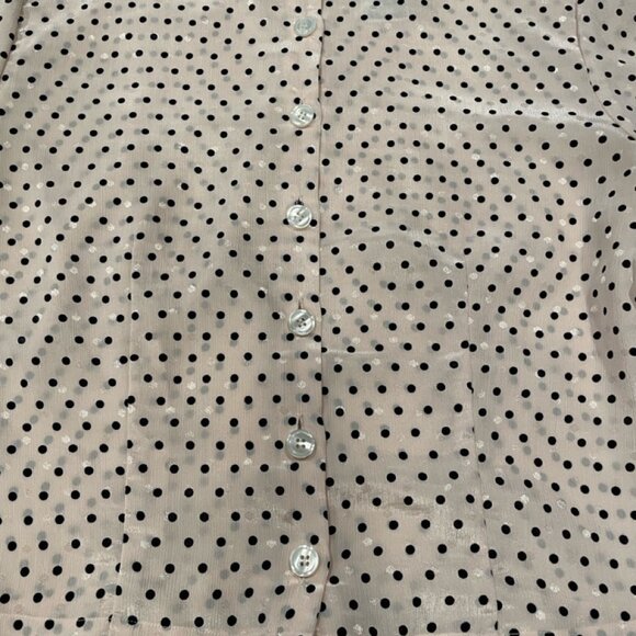 Vintage Evan Picone Petites Polka Dot Blouse with Button-Bown Back - Picture 6 of 9